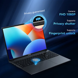 WVX 16 Inch Laptop [Win 11 / MS Office 2019 ] PC Notebook / Intel Celeron N100  Memory DDR4, 16GB,512GB /SSD 指纹解锁，立体扬声器