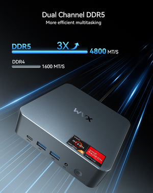 WVX mini PC AMD R5 6600H DDR5 32GB/1TB SSD 银色 支持VASA