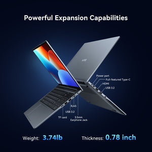 WVX 16 Inch Laptop [Win 11 / MS Office 2019 ] PC Notebook / Intel Celeron N100  Memory DDR4, 16GB,512GB /SSD 指纹解锁，立体扬声器