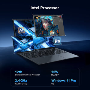 WVX 16 Inch Laptop [Win 11 / MS Office 2019 ] PC Notebook / Intel Celeron N100  Memory DDR4, 16GB,512GB /SSD 指纹解锁，立体扬声器
